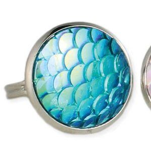 Under the Sea Mermaid Scales Silver Ring - Blue